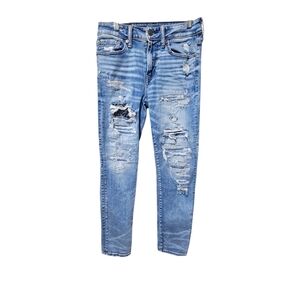 American Eagle AirFlex 360 Slim Jeans 28x28 Distressed Light Wash Stretch Denim
